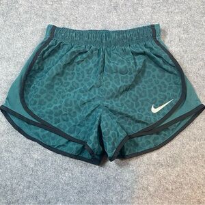 Nike Women's Dri-FIT Tempo 3" Leopard Print Running Shorts Size Sm Teal Sparkle